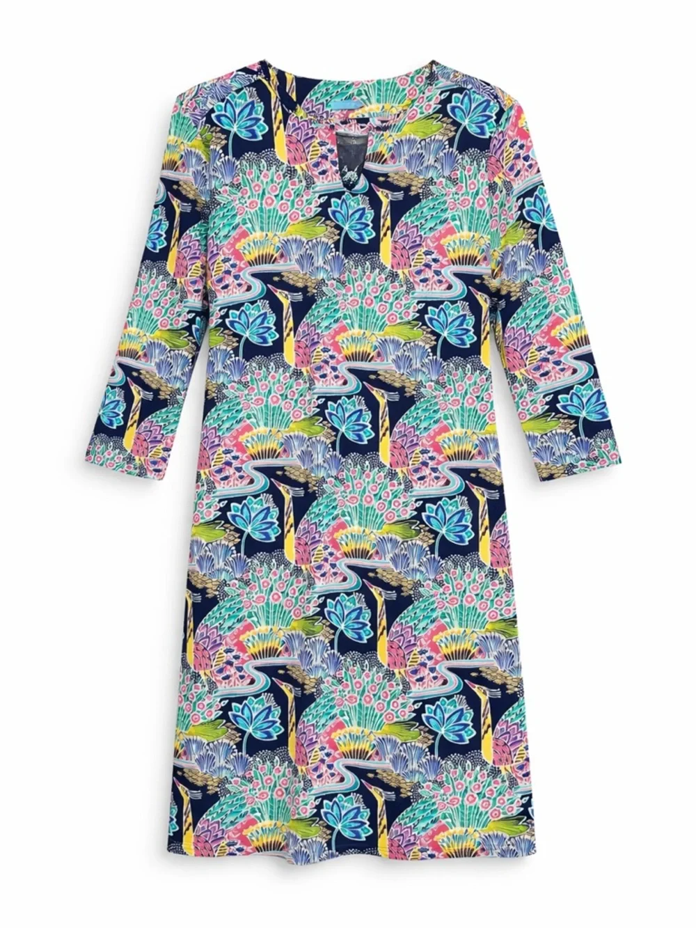 J. McLaughlin Carly Catalina Cloth Dress Paradise Birds Large 3/4 Sleeve Shift J. McLaughlin Carly Catalina Cloth Dress Paradise Birds Large 3/4 Sleeve Shift